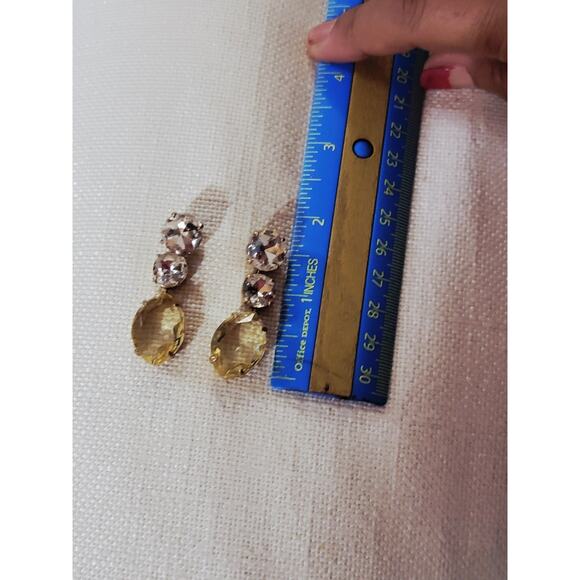 J Crew Women's Crystal Chandelier Drop gold tone Statement Earrings J.Crew 1¾" L - Picture 6 of 6
